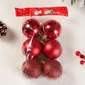 Detailed view of 6 red Christmas ball ornaments featuring shiny matte and glitter finishes - 3cm (Pack of 12) / Red