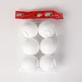 Set of six pure white foam Christmas snowball hanging ornaments for tree decoration - 8cm 6 Pieces Pack