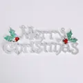 Silver electroplated Merry Christmas letter sign with holly berry decor for tree - Silver Stereo Style / 30CM Stereo English Letters / Silver