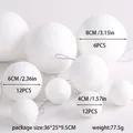 White textured foam snowball ornaments for Christmas tree decor in various sizes - 30-Piece Set