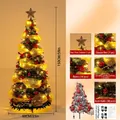 Árbol de Navidad plegable verde 150cm con 70 adornos y 100 luces LED - Árbol de Navidad Plegable 1.5m Verde Con Cinta De Gasa Y Luces