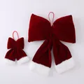 Elegant red velvet Christmas bow pendants with white faux fur trim in two sizes - 20x30cm / Burgundy