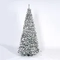Elegant 150-210cm green flocked telescopic Christmas tree with snow effect for festive decor - Flocked Folding Tree (Without Lights) / 1.5m / Green