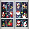 Large festive Christmas static cling window stickers featuring Santa, reindeer and snowman - Style XD-309 (006SDJDT23)