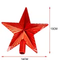 Red 3D five-pointed star Christmas tree topper ornament measuring 13cm x 14cm - Striped / 15cm / Red