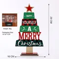 Decoración de mesa de árbol de Navidad de madera con texto Merry Christmas, 29cm - Adorno de Árbol de Navidad No.5