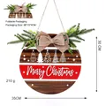 Adorno navideño redondo de madera para puerta con lazo de arpillera y letrero feliz - Cartel Colgante Redondo
