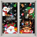 Festive Christmas window stickers featuring Santa Claus and reindeer on a glass surface - Style XD-313 (006SDJDT23)