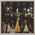 Macro view of geometric Christmas tree window stickers with gold Merry Christmas text - Style XD-317 (006SDJDT23)