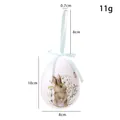 Close-up of a 8x10cm foam Easter egg ornament featuring a cute bunny print and dimensions - Easter Rabbit Style 1