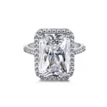 Anillo de lujo de plata 925 con diamante de 5ct corte esmeralda y circón - Talla 6 / Estilo Rectángulo de Corte Radiante (AY120002) / Plateado