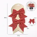 Set de lazos de Navidad rojos con purpurina y medidas detalladas - 2 Piezas/Juego / Rosa brillante