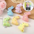 Close-up of 6 colorful Easter foam bunnies decorated with floral sequins and glitters - 6 pack easter bunny style 1