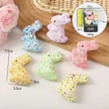 Set of 6 colorful sequined foam bead Easter bunnies for holiday party decorations - 6-pack easter bunny style 3