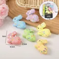 Set of 6 colorful Easter foam bunnies with butterfly sequins for festive decoration - 6 pack easter bunny style 2