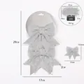 Grandes lazos navideños plateados con purpurina para decoración de árbol, set de 2 - 2 Piezas/Juego / Plata con Purpurina