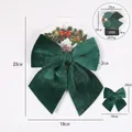 Groene fluwelen kerststrik decoratie 23x18cm met gewichtsinformatie - 1 Stuk / Groen
