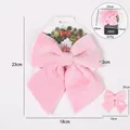 Grote roze fluwelen kerststrik voor kerstboomversiering, afmeting 23x18cm groot - 1 Stuk / Roze