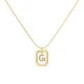 Gold plated S925 sterling silver necklace with letter G pendant in geometric frame - Gold Initial Letter G Style (DY191335-G) / 925 Silver