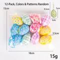 12-pack colorful fabric-wrapped Easter eggs hanging ornaments 15g set - Random Color And Pattern / Set of 12