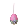 Decorative pink foam Easter egg with vintage rabbit illustration for holiday party decor - Single Rabbit / 4*6cm / Plum Red