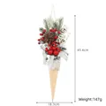 2024 Christmas ice cream cone hanging decoration with pine needles, red berries and Merry Christmas ribbon bow - Style 7