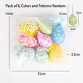 Set of 8 colorful fabric-wrapped foam Easter eggs with hanging loops and dimensions - Random Color And Pattern / Set of 8