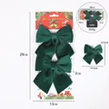 Set donkergroene fluwelen kerststrikken met afmetingen en gewichtsaanduidingen - 2 Stuks/Set / Groen