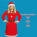 Kid's red Santa Claus costume set includes hat, dress, and belt for Christmas - 6-8 Years / Dresses / Non-Woven Fabric
