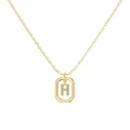 Elegant golden S925 silver necklace with initial A pendant in octagonal frame - Gold Initial Letter H Style (DY191336-H) / 925 Silver