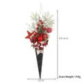 Festive Christmas ice cream cone wall hanging with pine needles and red berry ornaments - Style 10