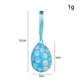 Blue floral fabric-covered foam Easter egg hanging ornament decoration with dimensions - Blue Daisy (Style 2#)