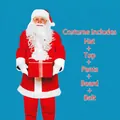 Professional red Santa Claus costume set including hat, top, pants, beard, and belt - Set / Non-Woven Fabric