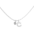 Elegant S925 sterling silver necklace with a matte letter C and sparkling CZ pendant. - Letter C (DY191876) / White Gold