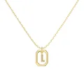 Elegant S925 sterling silver gold-plated necklace featuring a crystal letter L pendant - Gold Initial Letter L Style (DY191340-L) / 925 Silver