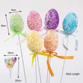 Detailed view of colorful foam Easter egg picks with dimensions and weight info - Frosted Particle Style (16#) / 6Pcs/Set