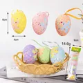 Set of 6 colorful Easter foam eggs with hanging ribbons, size 4x6cm - 6 Pcs/Pack / Easter Style 3 Egg