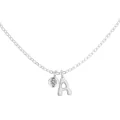 Elegant S925 sterling silver necklace with letter A pendant and cubic zirconia stone. - Letter A (DY191874) / White Gold