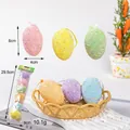 6-Pack colorful Easter foam eggs 4x6cm with hanging loops for festive holiday decor - 6 Pcs/Pack / Easter Style 4 Egg