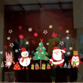 Autocollants statiques de Noël pour vitres avec Père Noël et bonhomme de neige - Multicolore 67 (CXDC-67)