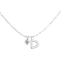 S925 sterling silver letter D pendant necklace with sparkling round zircon charm - Letter D (DY191877) / White Gold