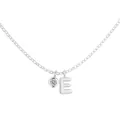 Elegant S925 sterling silver necklace featuring initial E pendant and sparkling zircon stone - Letter E (DY191878) / White Gold
