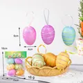 Set of 6 colorful glitter Easter foam eggs with hanging loops for holiday decoration - 6 Pcs/Pack / Easter Style 8 Egg
