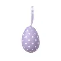 Lavender purple foam Easter egg with white polka dots and hanging ribbon decoration. - Polka Dot / 4x6cm / Purple