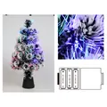 Vista detallada del árbol de Navidad de fibra óptica de colores con diagrama - Árbol de Fibra Óptica Hojas de Copo de Nieve / 30cm