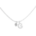 Minimalist S925 sterling silver necklace with letter G pendant and round sparkling crystal - Letter G (DY191880) / White Gold