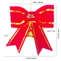 Detailed size measurements of red velvet Christmas bow pendant with golden bell and merry christmas - 18*21cm