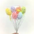 Set of 6 colorful foam Easter egg branches featuring floral decorations and ribbons. - Floral Sequin Style (13#) / 6Pcs/Set