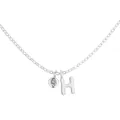 Fine S925 sterling silver necklace featuring a matte letter H and round crystal charm - Letter H (DY191881) / White Gold