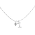 Exquisite S925 sterling silver necklace featuring a CZ stone and matte letter I pendant - Letter I (DY191882) / White Gold